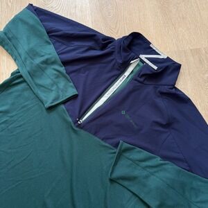 Zero Restriction Quarter Zip Pullover Mens XXL Green Navy Colorblock Golf Top